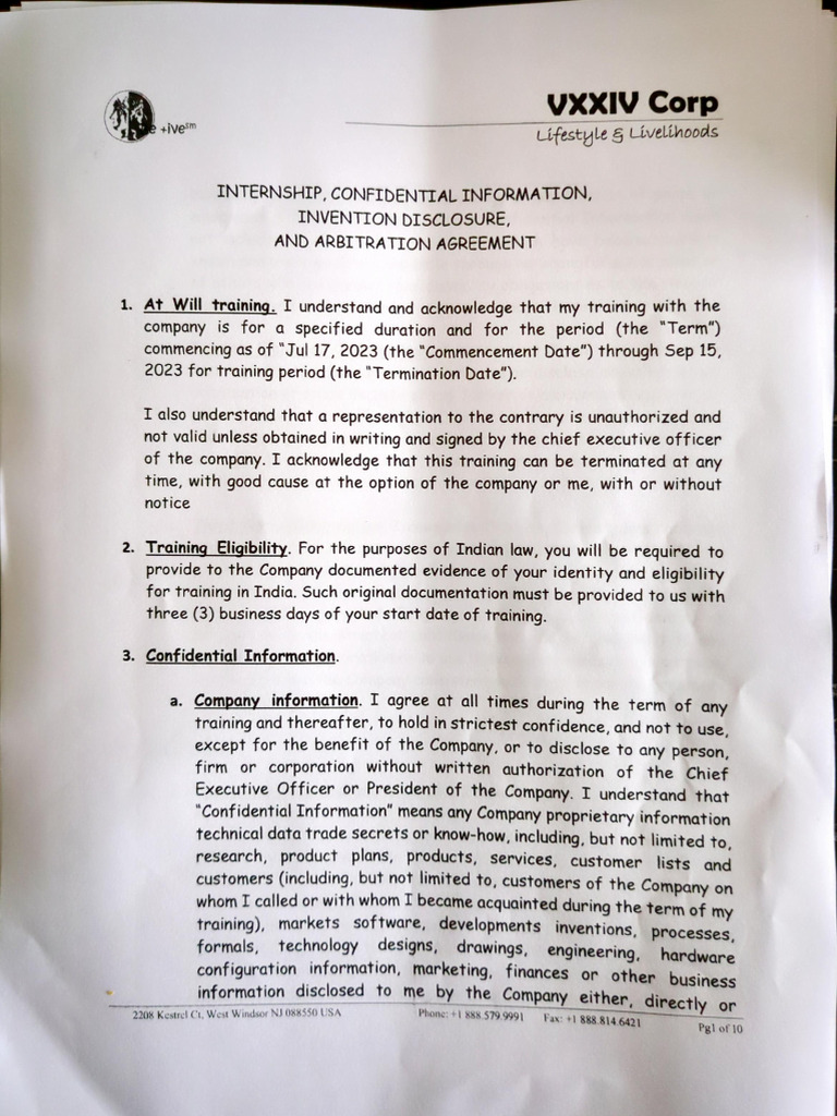 VC Agreement Vxxiv | PDF