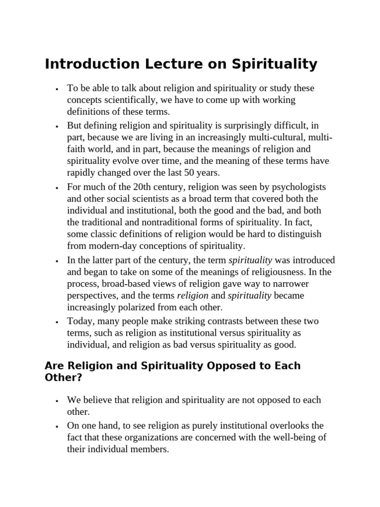 Understanding Religion and Spirituality | PDF | Spirituality ...