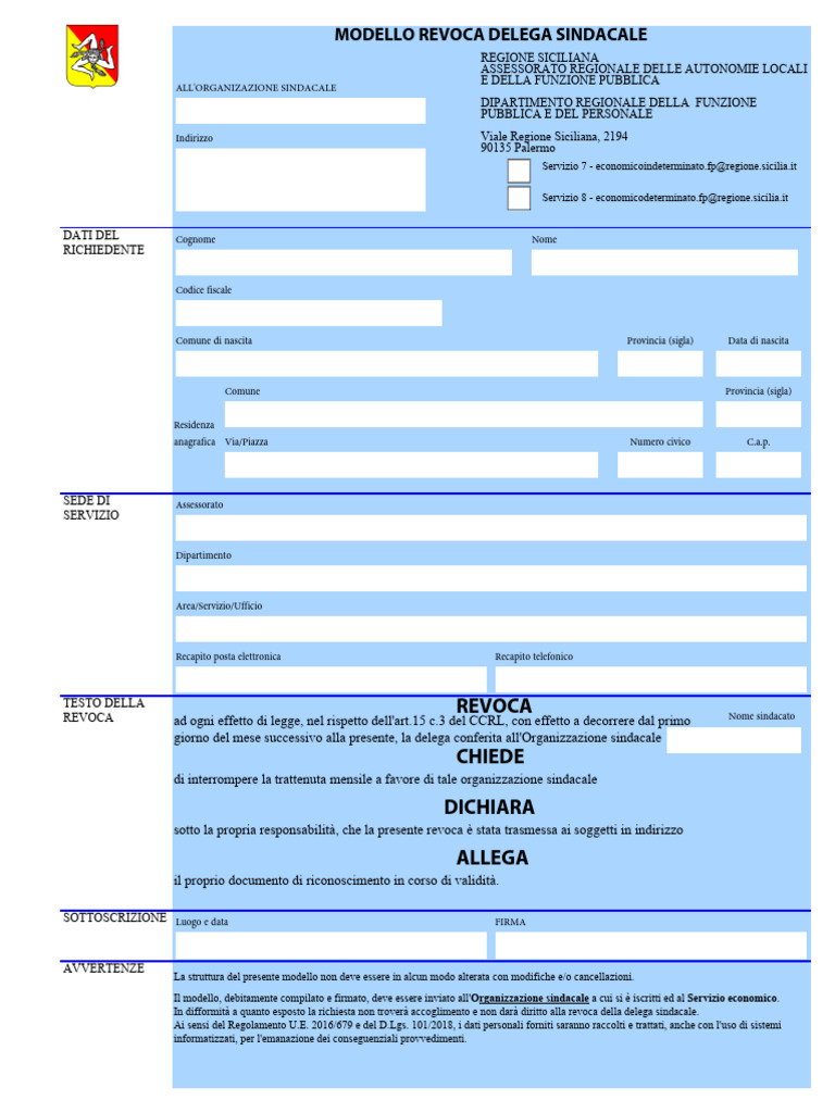 Revoca Delega Sindacale | PDF
