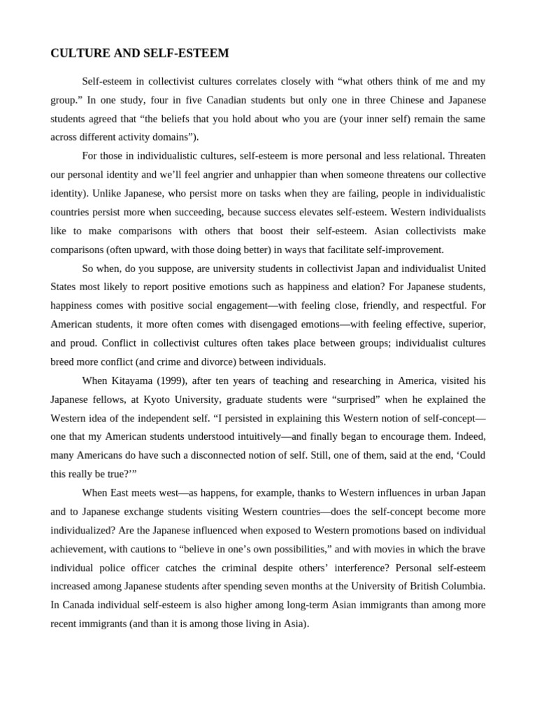 Slide 8 CULTURE AND SELF | PDF | Self Esteem | Self Concept