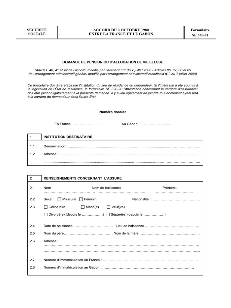 Demande de Pension de Vieillesse SE 328-21 | PDF