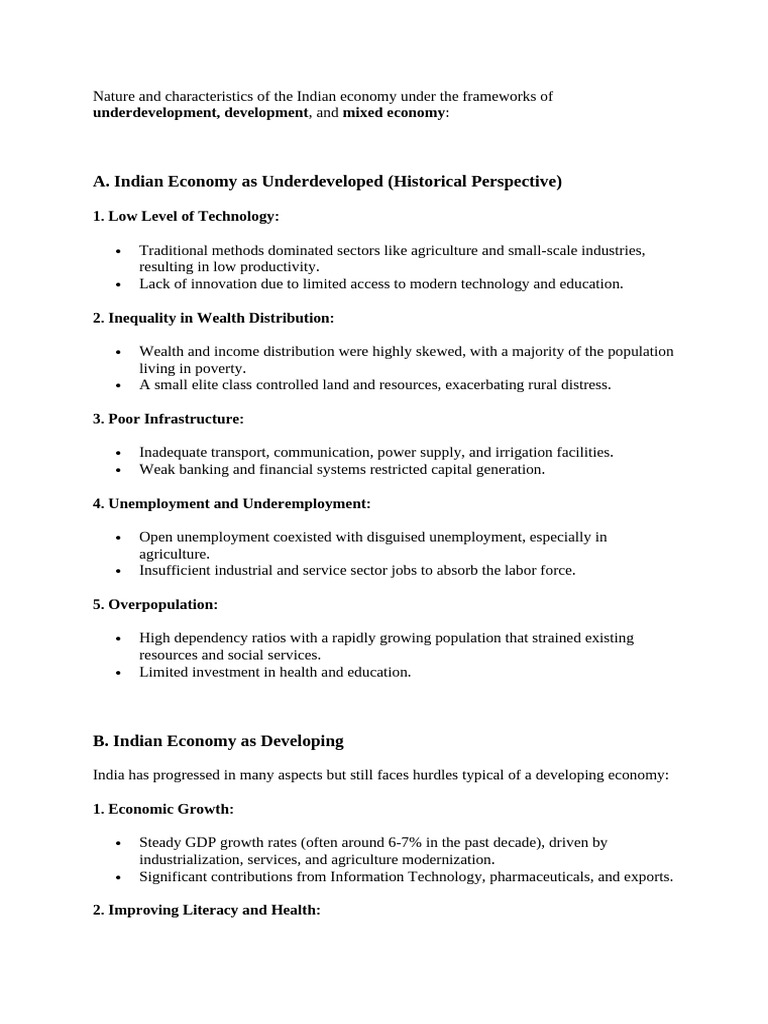 Characteristics of the Indian Economy | PDF | Economy Of India ...