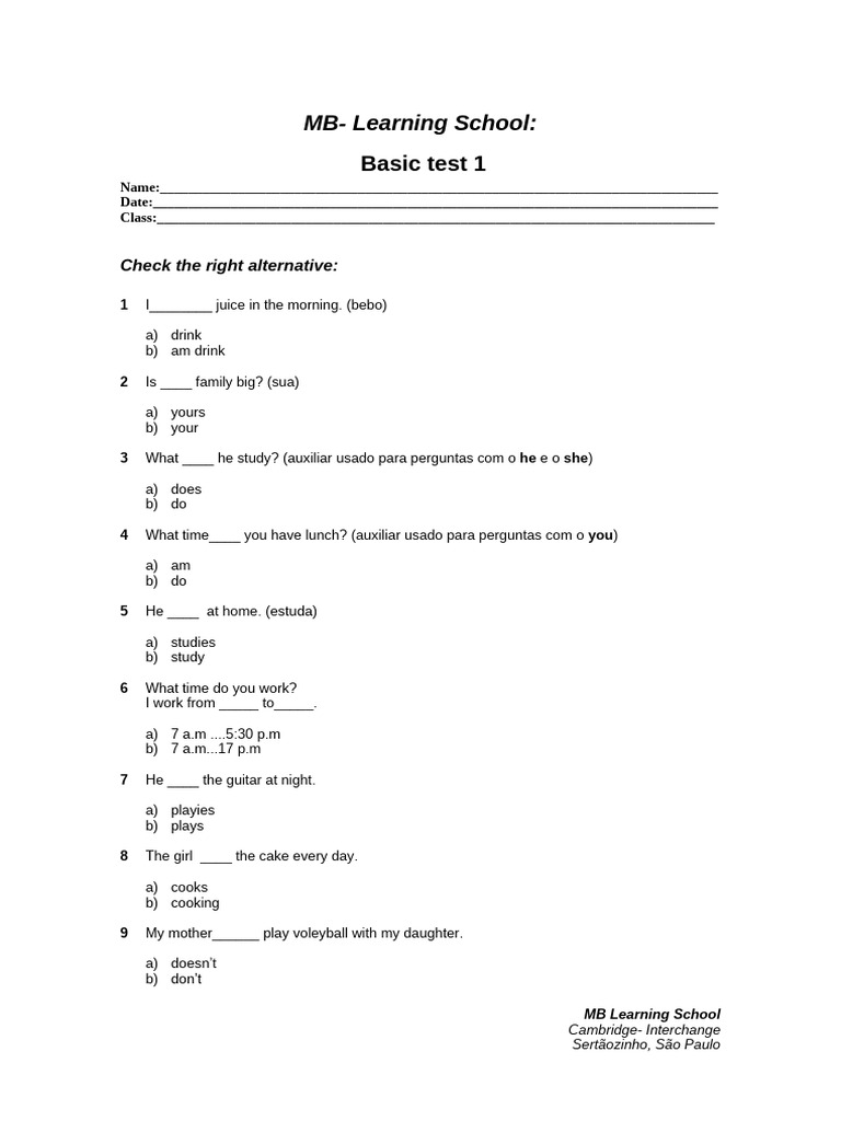 MB BASIC TEST 1_6 | PDF