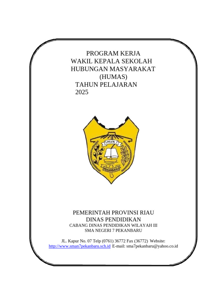 Proker Humas SMA Negeri 7 Pekanbaru 2025 | PDF