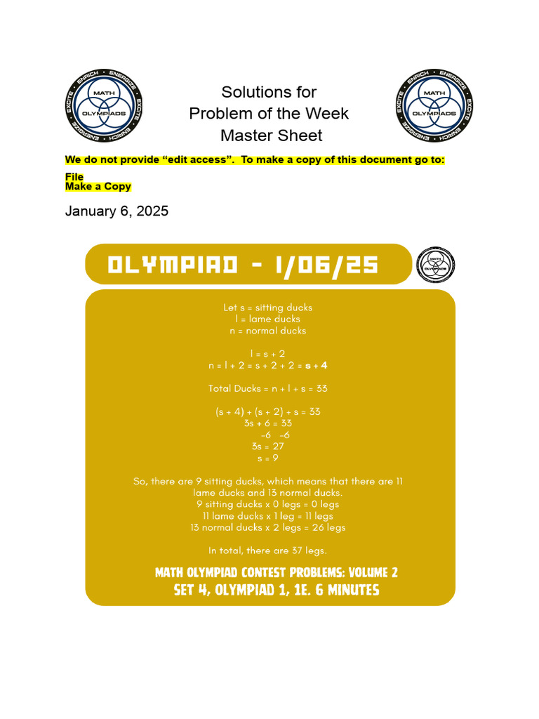 Weekly Problem Solutions Archive | PDF