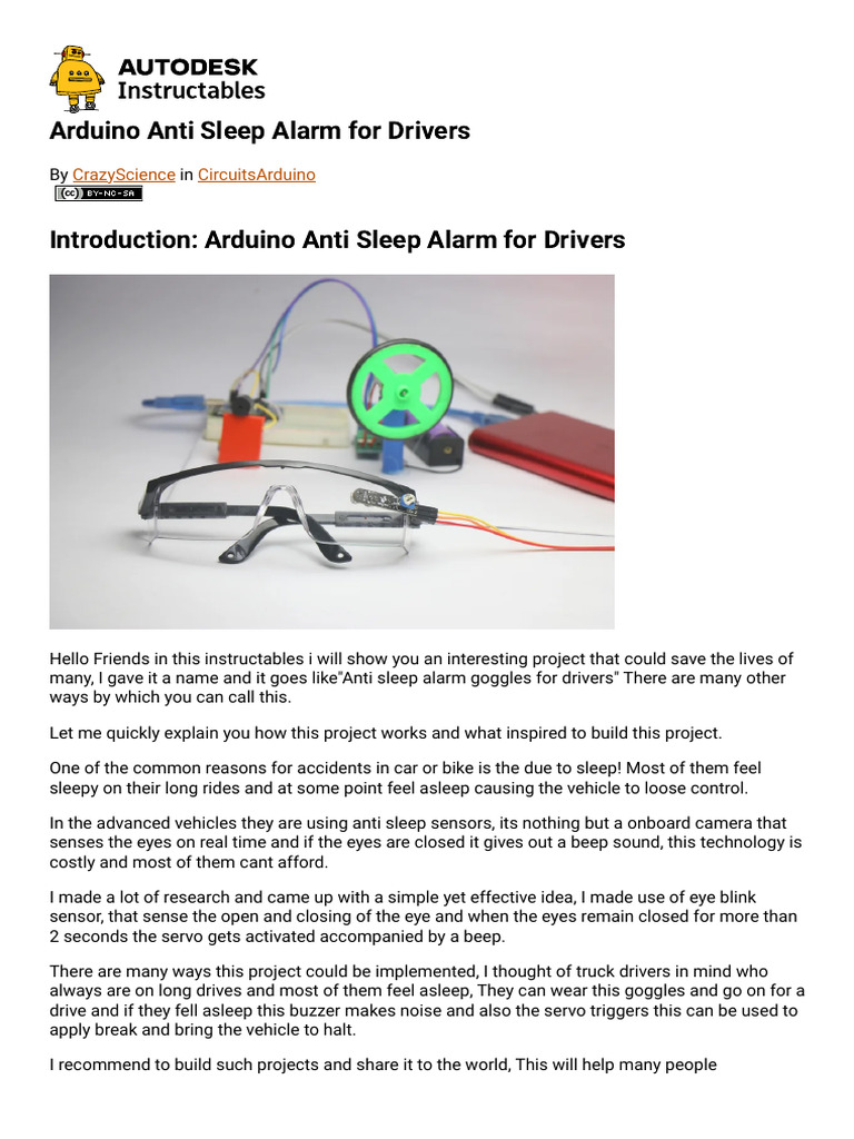 Arduino Anti Sleep Alarm for Drivers _ 5 Steps (with Pictures ...