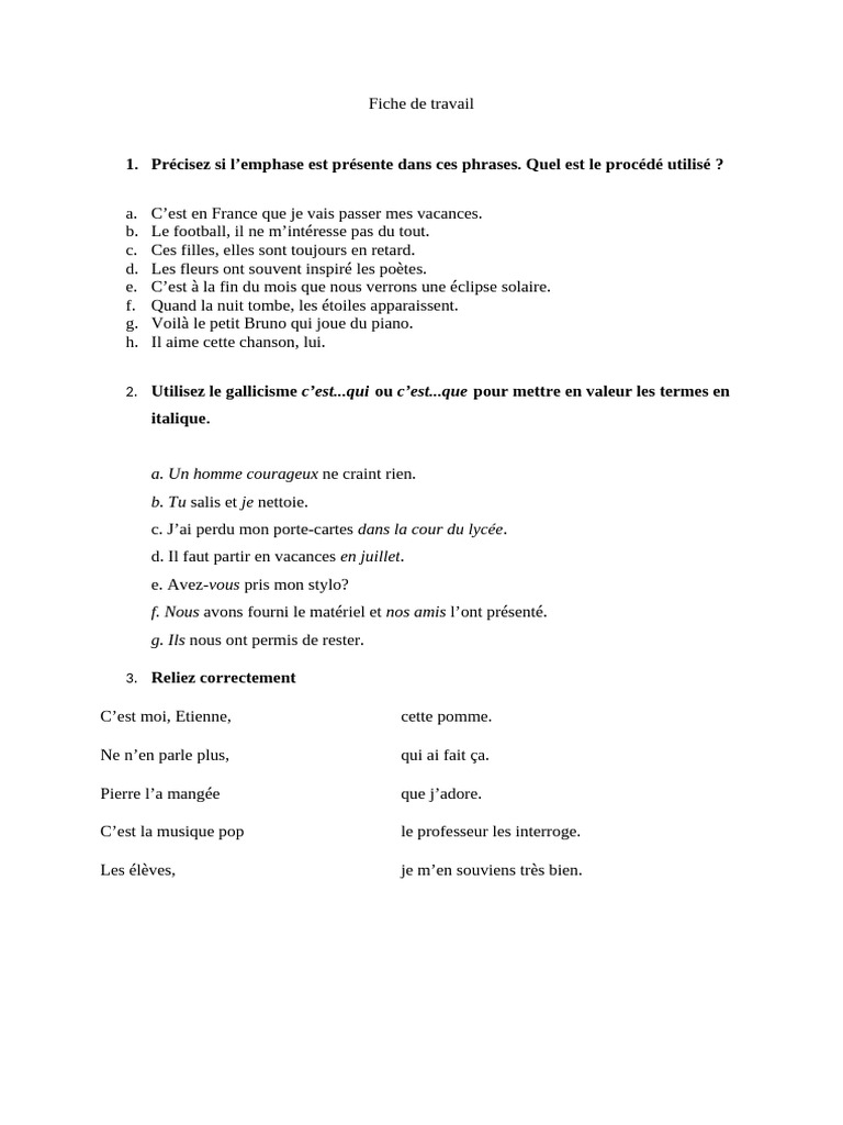 Emphase et Gallicismes en Français | PDF