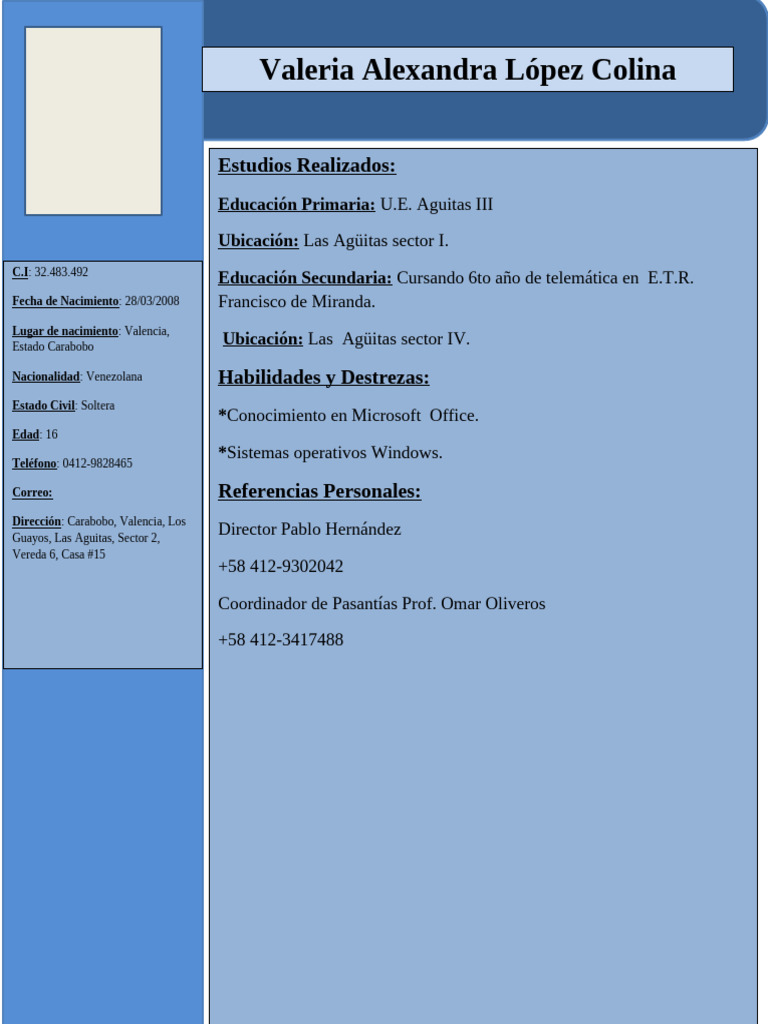 Curriculum Valeria PDF