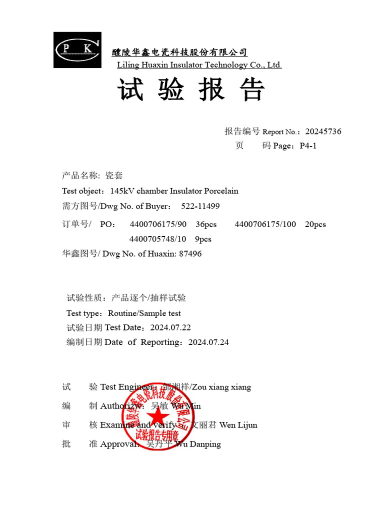 522 11499.990 87496 Routine&Sample Test Report 2024.07.24 65 | PDF