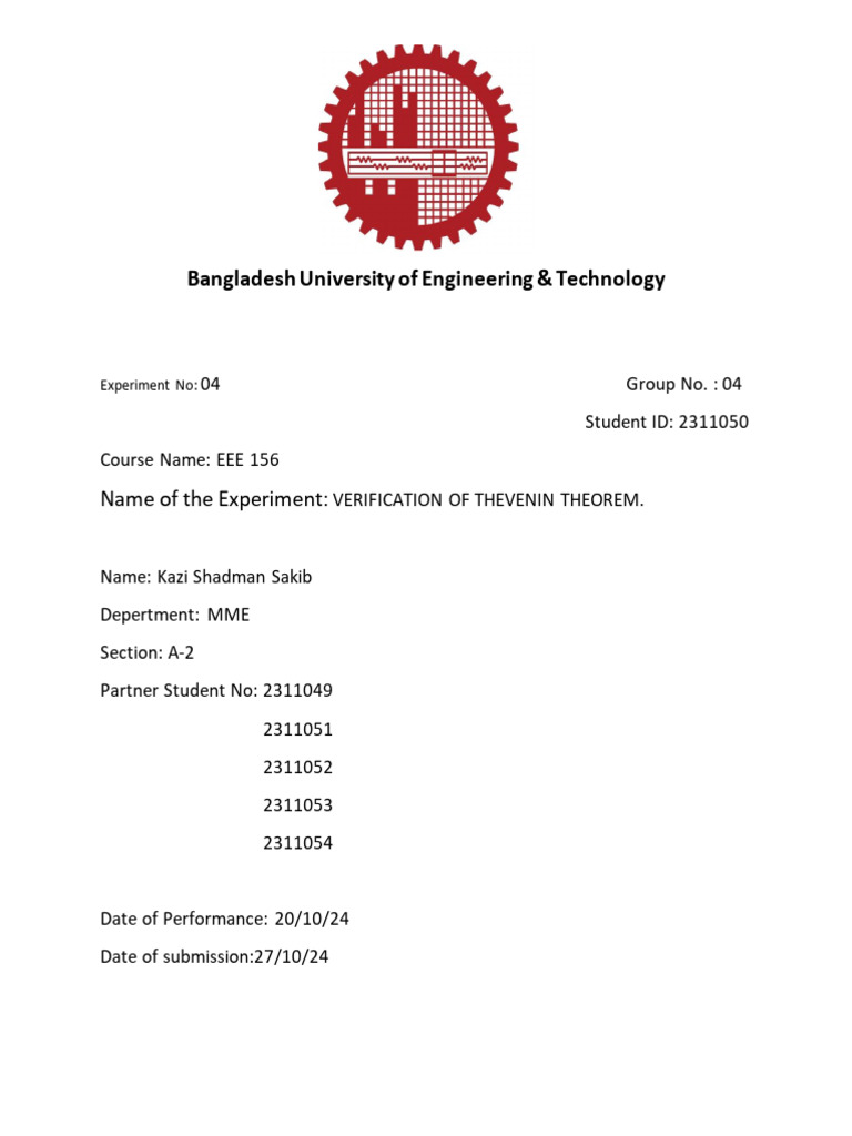 Bangladesh University of Engineering2 | PDF | Electrical Network ...