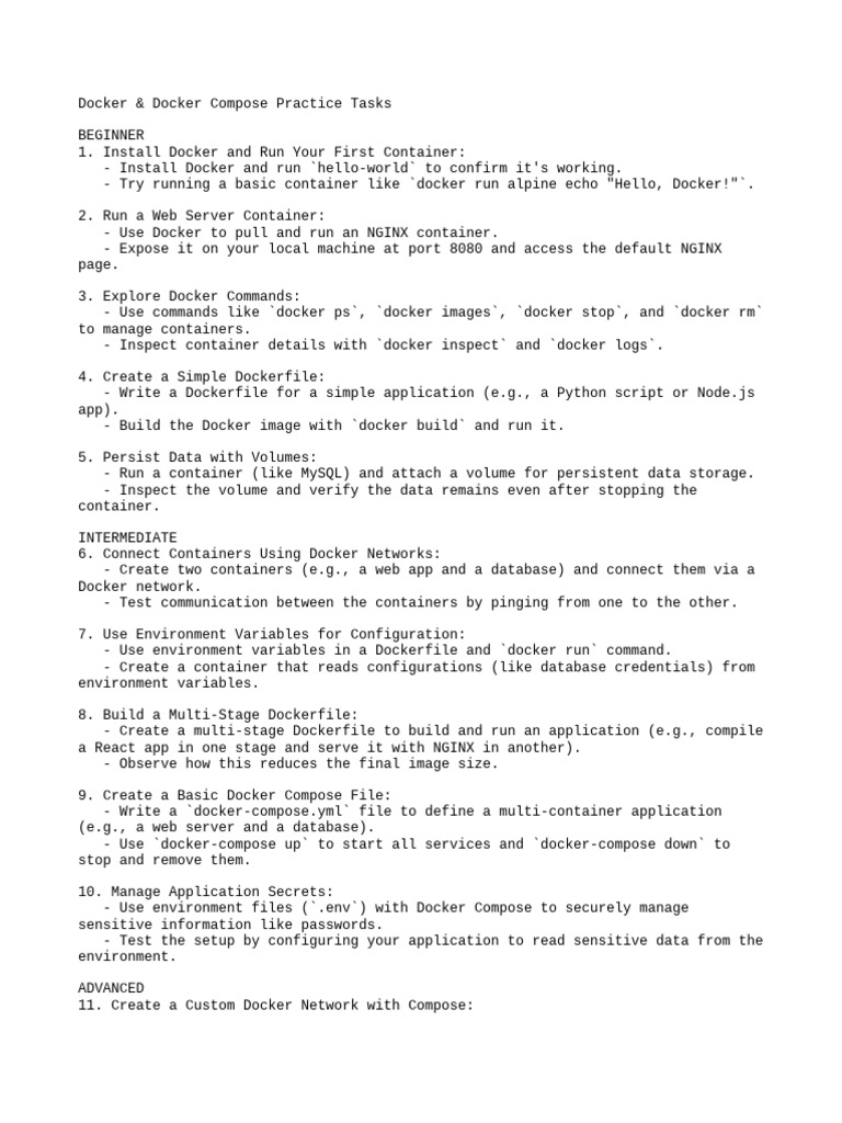 docker_practice_tasks | PDF | Cloud Computing | Software Engineering