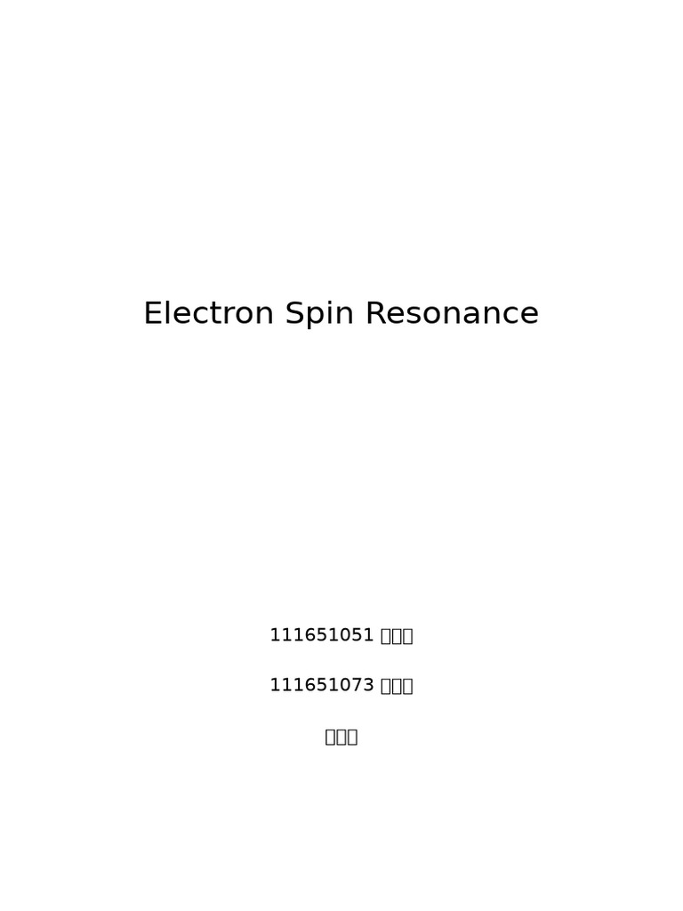 Electron Spin Resonance | PDF