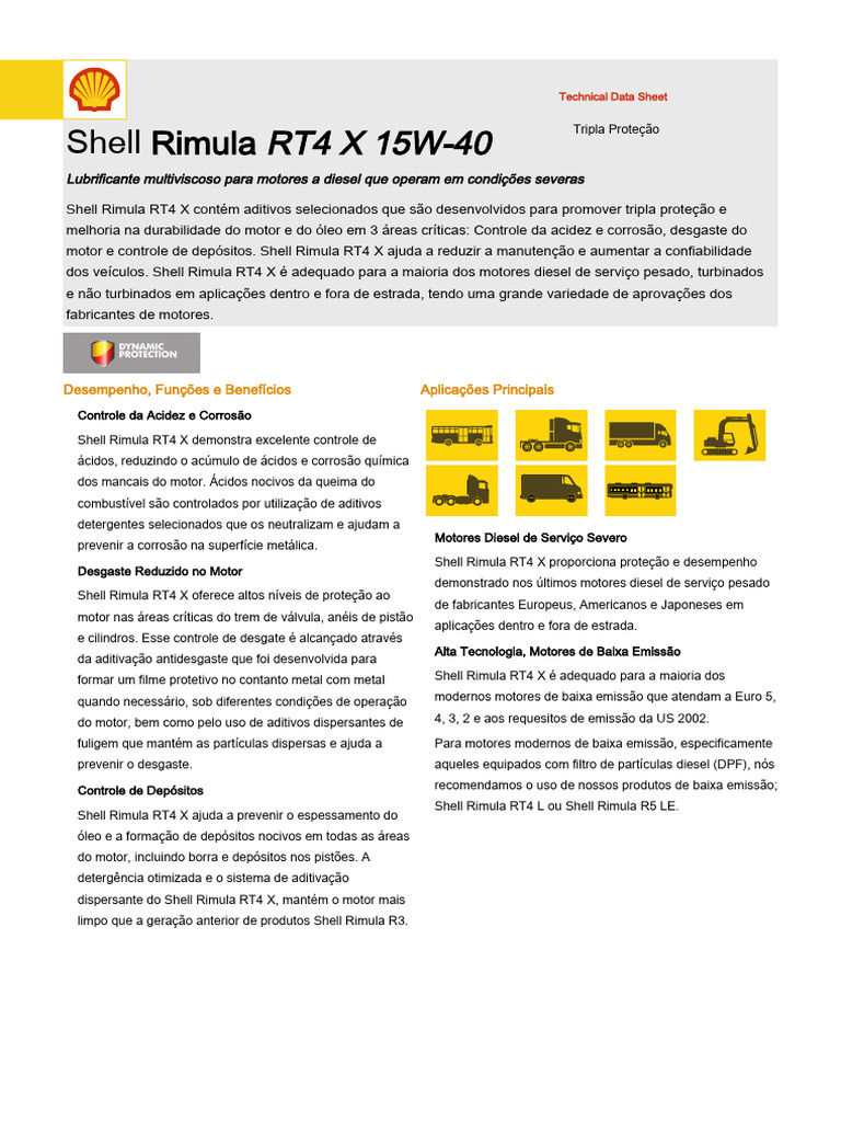 Shell Rimula RT4 X Ci - 4 | PDF | Motores | Motor de Combustão interna