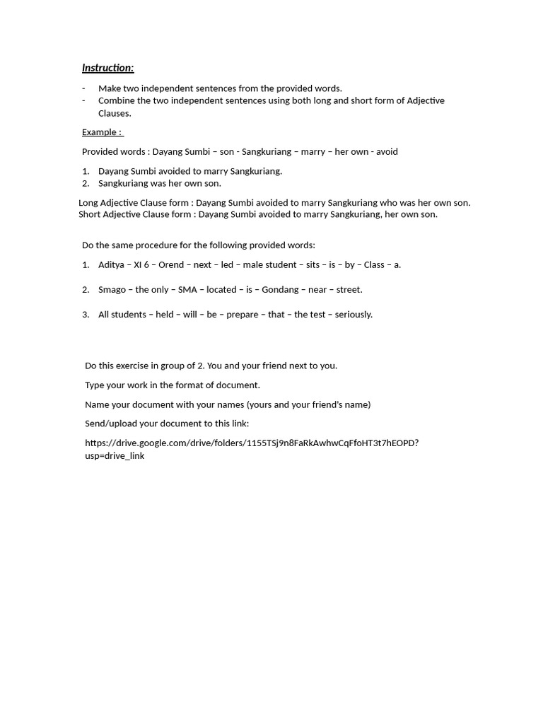 Sentence Structure and Adjective Clauses Exercise | PDF