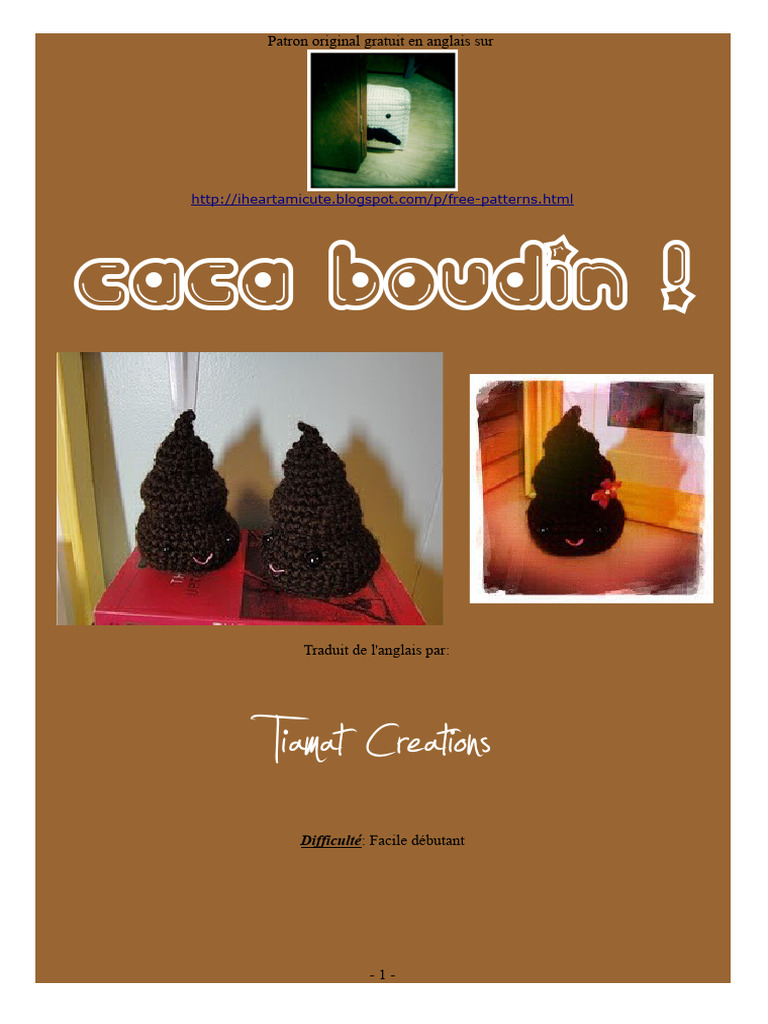 Patron gratuit : Caca Boudin au Crochet | PDF