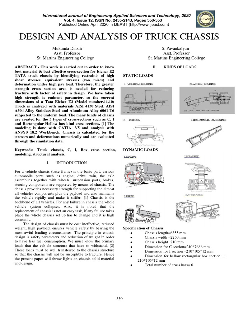 Truck Chassis Design and Analysis Study | PDF | Strength Of Materials ...