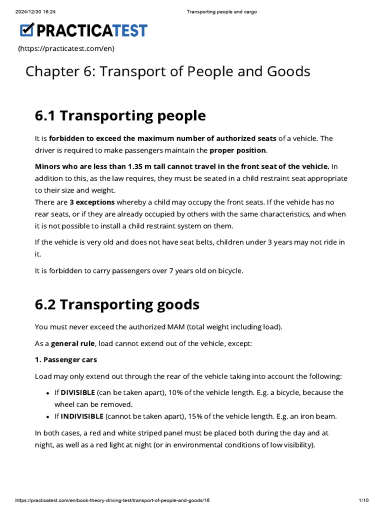 Transport Regulations for People and Goods | PDF | Trailer (Vehicle ...