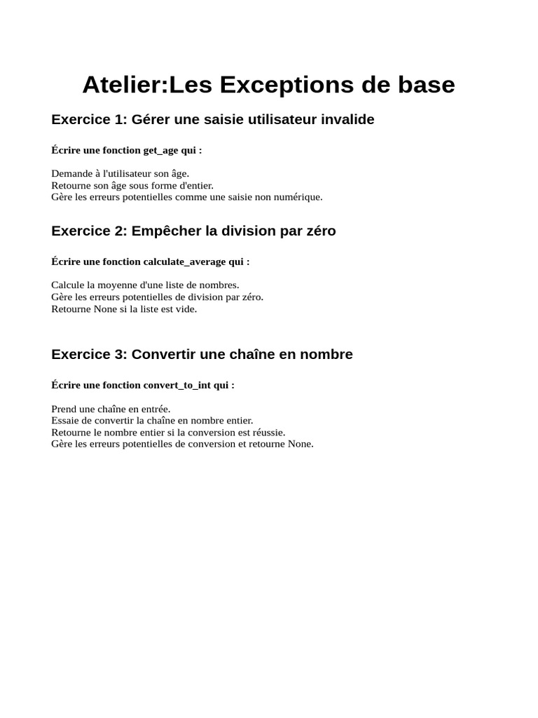 Gérer les exceptions en Python | PDF