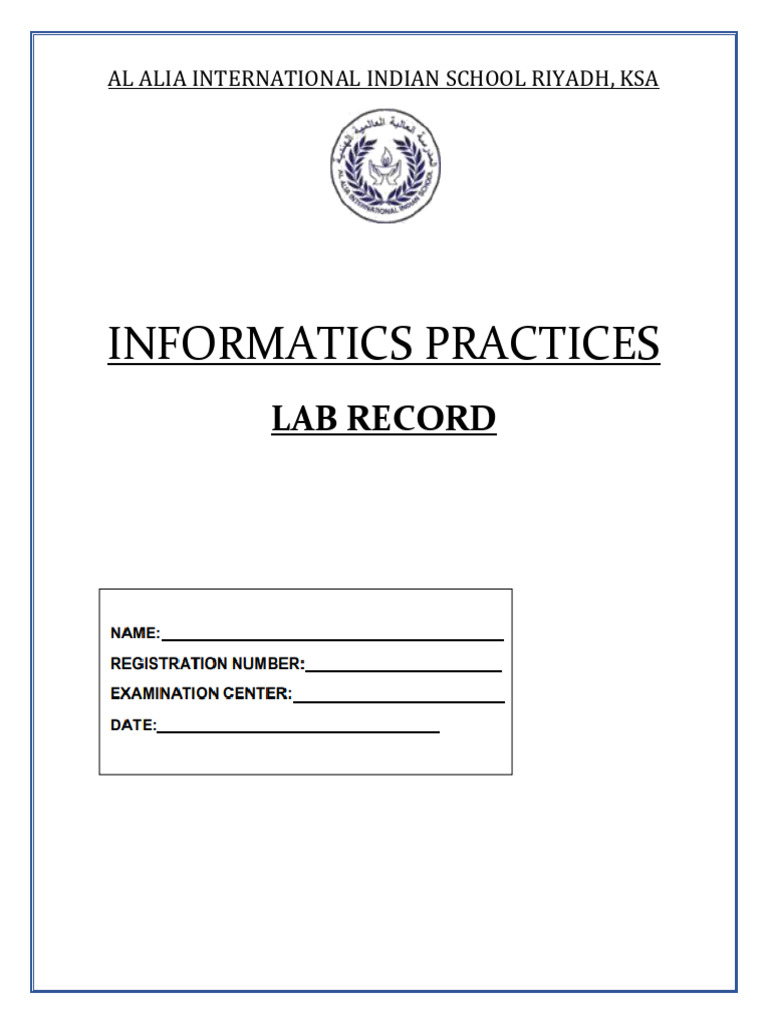 Informatics Practices Lab Record 2024-25 | PDF | Databases | Data ...
