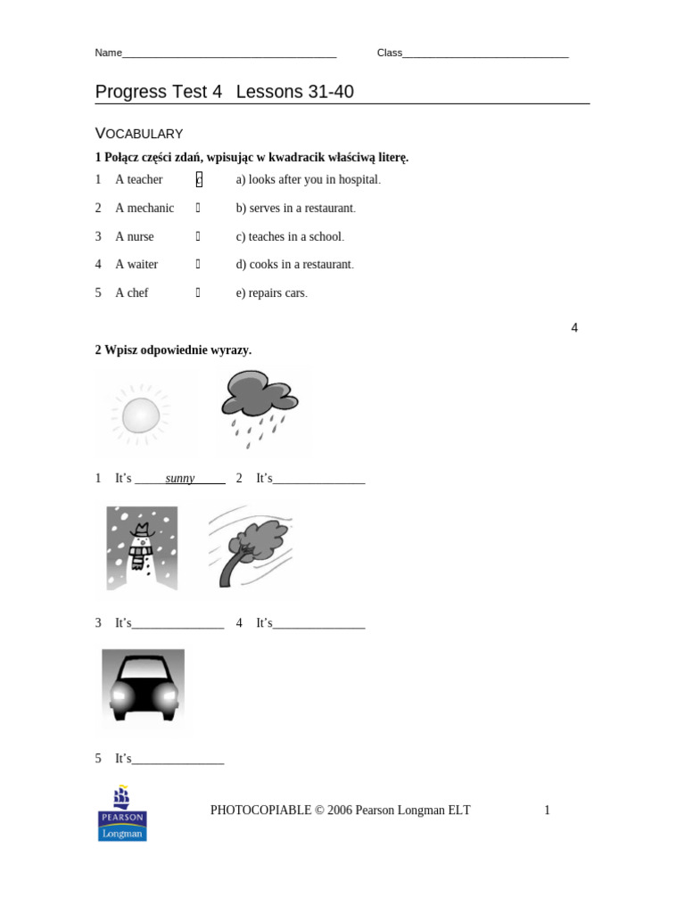 Progress Test 4 | PDF