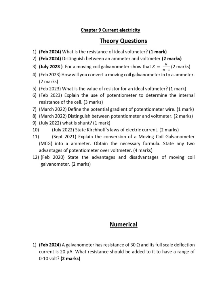 Current Electricity Theory & Problems | PDF | Electrical Engineering ...