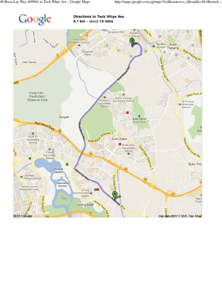 Directions to Teck Whye Avenue | PDF | Travel | Home & Garden