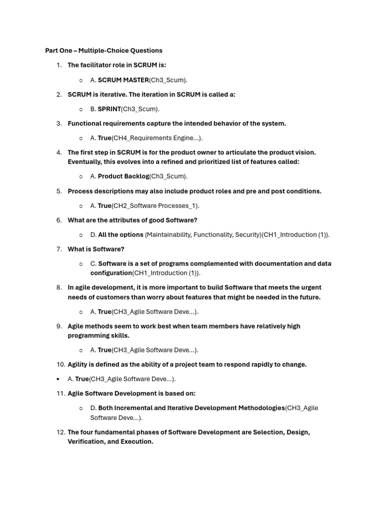 SCRUM and Agile Software Development Quiz | PDF | Scrum (Software ...
