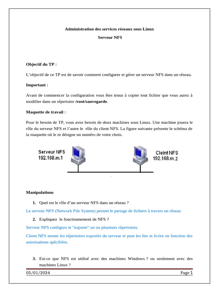 Configuration d'un Serveur NFS sous Linux | PDF | Serveur (Informatique ...