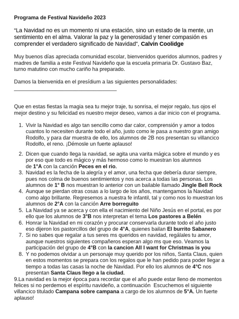 Programa Festival Navideño 2023 | PDF | Navidad | Villancicos