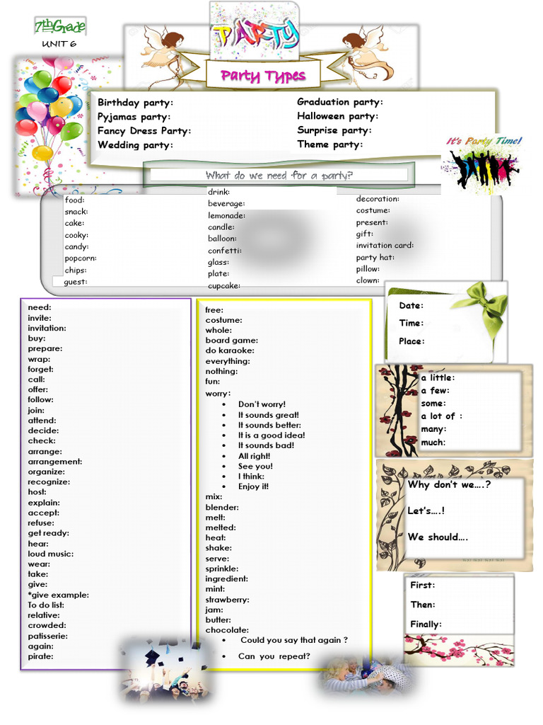 7-Unit 6-Parties - Worksheet | PDF