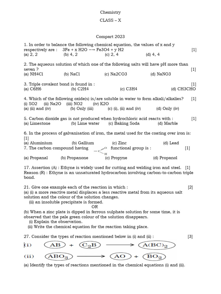 Compart 2023 Class x | PDF | Ionic Bonding | Chemical Compounds
