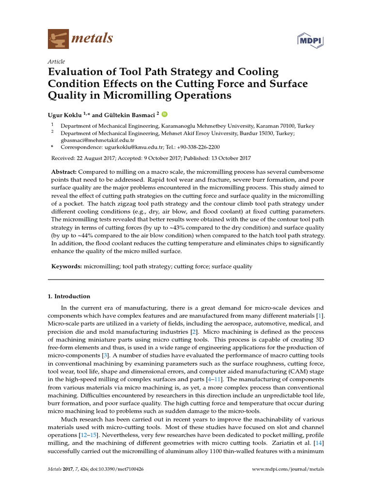 Evaluation of Tool Path Strategy and Cooling Condition Effects On The ...