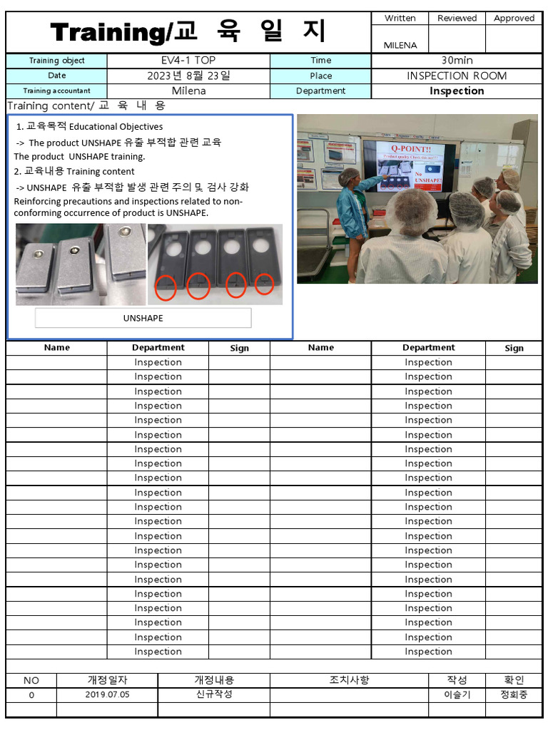 UNSHAPE Inspection Training Overview | PDF