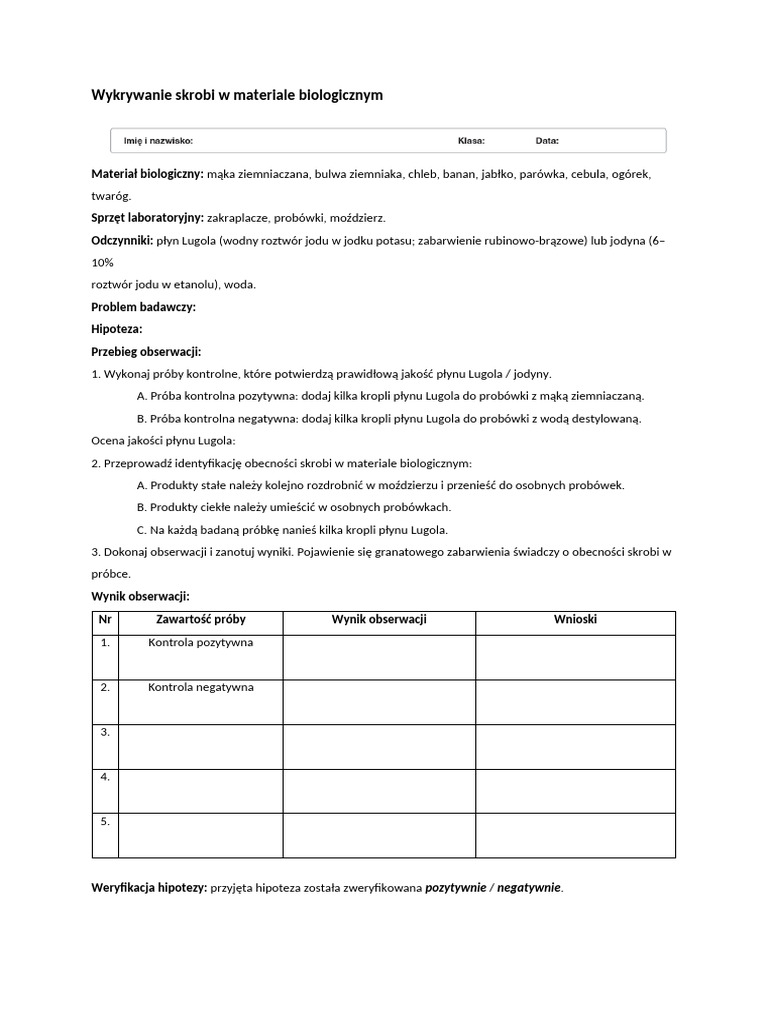 Wykrywanie Skrobi W Materiale Biologicznym | PDF