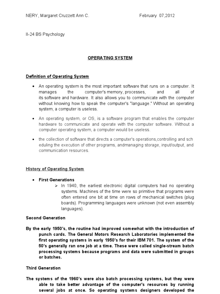 Operating System | PDF | Operating System | Personal Computers