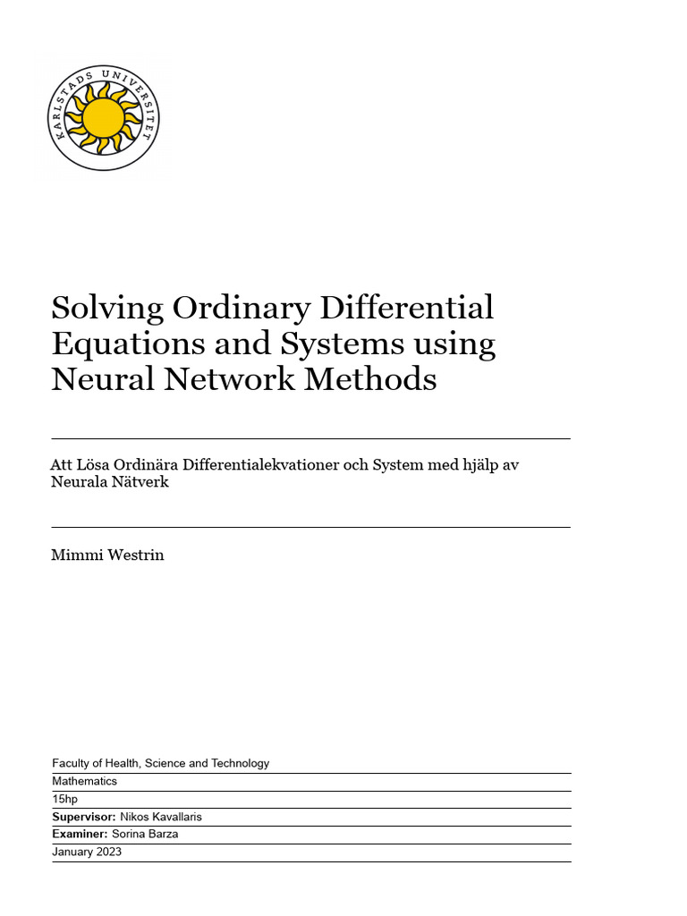 Solving Ordinary Differential Equations and Systems Using Neural ...
