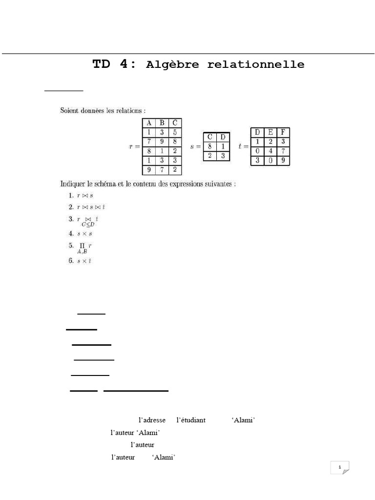 Algèbre relationnelle en bases de données | PDF