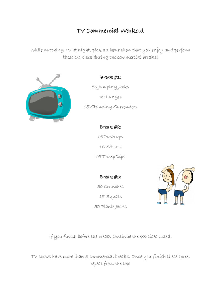 TV Workout Routine for Commercial Breaks | PDF