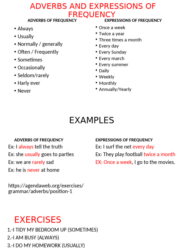 Adverbs and Expressions of Frequency | PDF