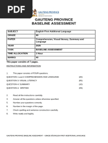 Grade 8 Eng HL & FAL Baseline Assessment