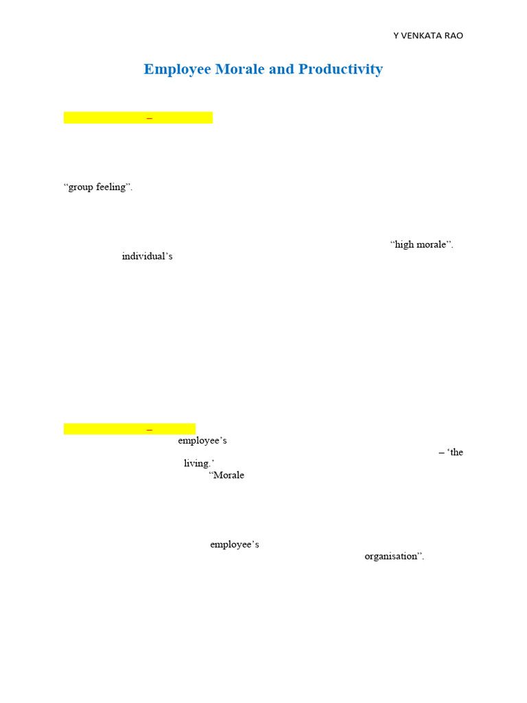 Understanding Employee Morale and Productivity | PDF | Attitude ...