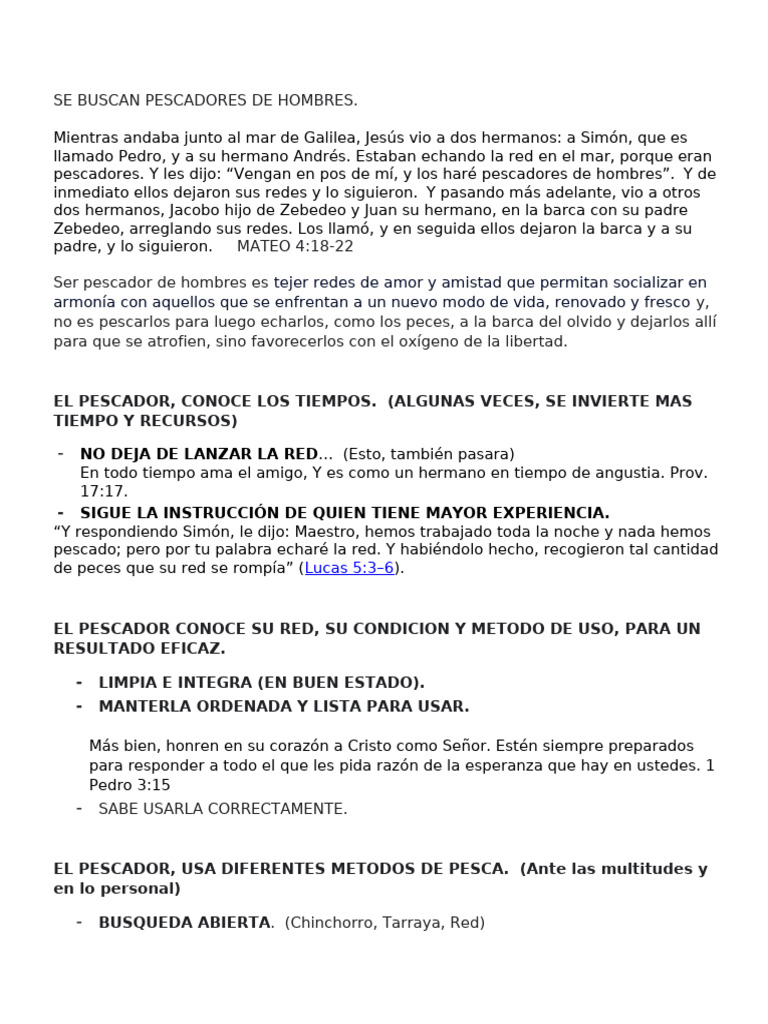 Se Buscan Pescadores de Hombres | PDF | Evangelio de Mateo | Cristo ...