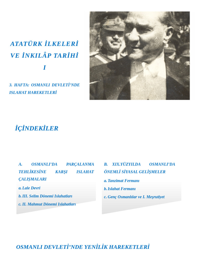 3. Hafta Osmanlı Devleti'Nde Islahat Hareketleri | PDF