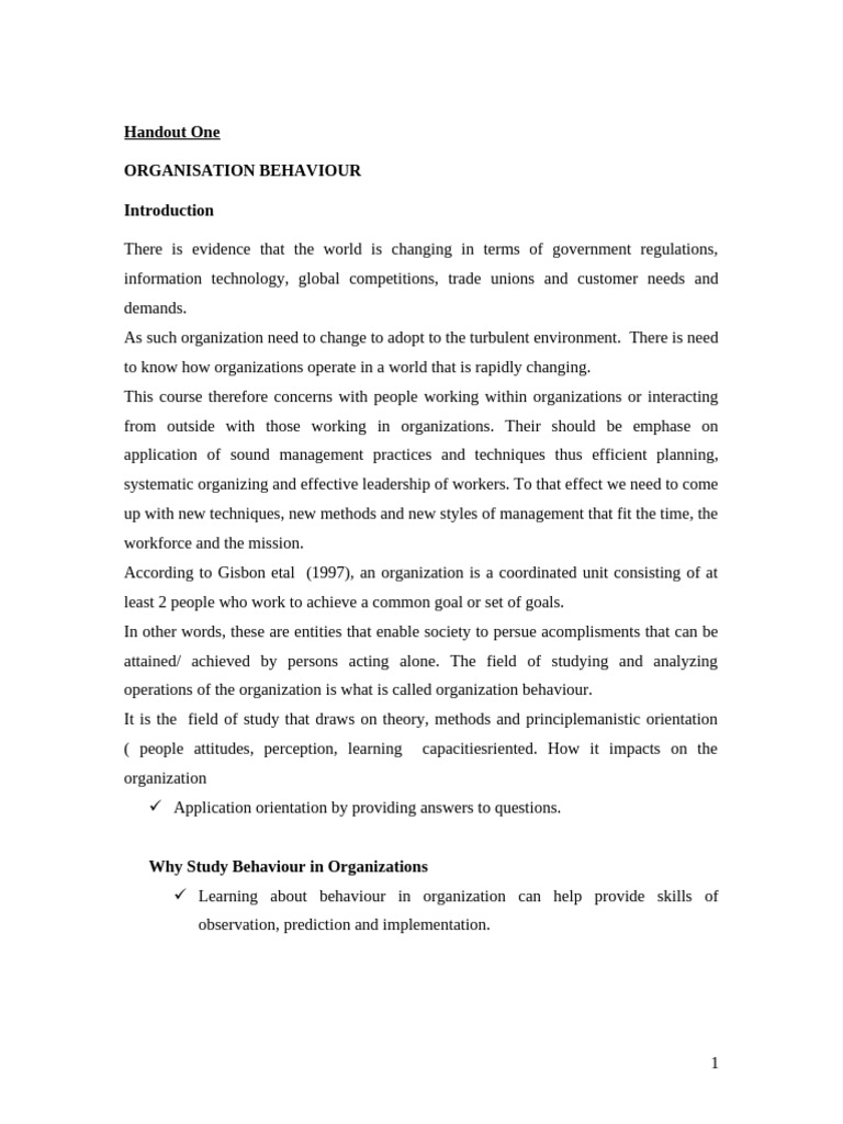 Organization Behavior Lecture Notes | PDF | Motivation | Motivational