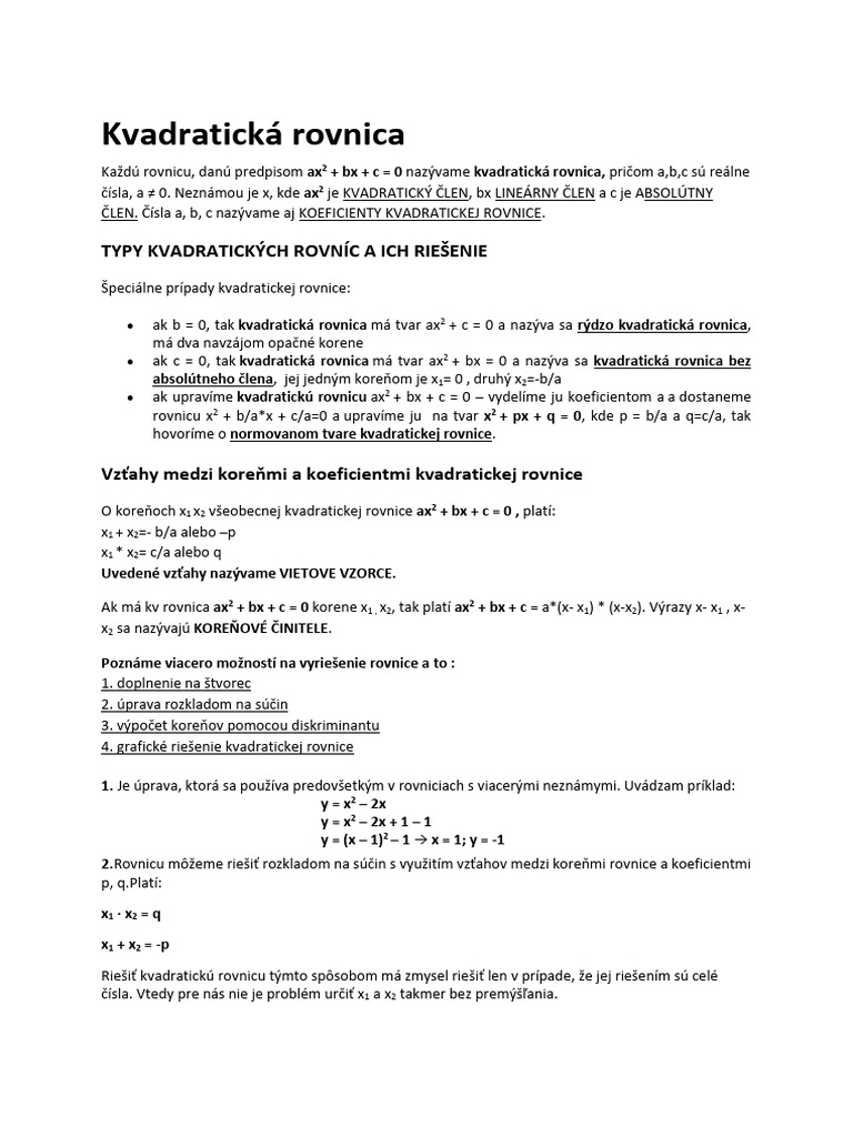 Kvadraticka Rovnica 22662 | PDF