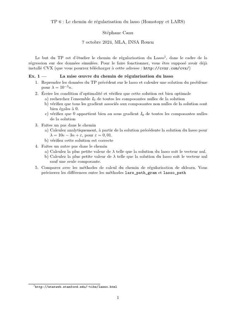 Chemin de régularisation du Lasso | PDF