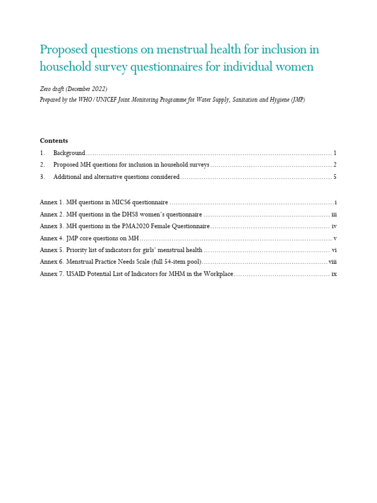2022 Updated-Questions-Menstrual-Health-Survey | PDF | Menstruation ...