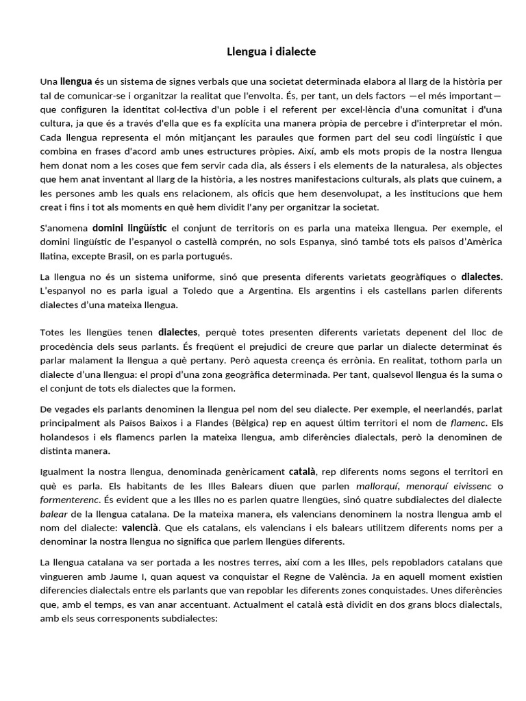 19 Llengua I Dialecte | PDF