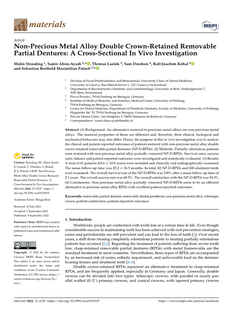 Non-Precious Metal Alloy Double Crown-Retained Removable Partial ...