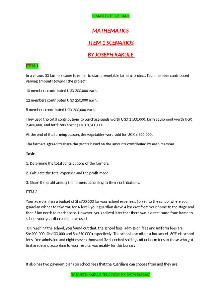 Mathematics Scenarios for Farmers and Students | PDF | Farms | Maize